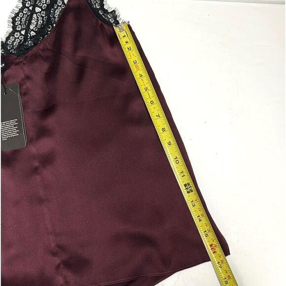 NWT NEW Armani Exchange Burgundy Silk Black Lace Cami Spaghetti Straps Top S - Picture 16 of 16